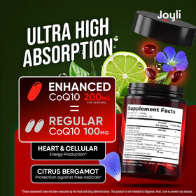 Gélule molle CoQ10 200mg JOYLI Nutrition sur fond blanc