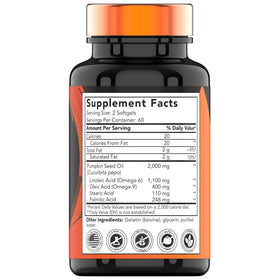 Gélule molle d'huile de pépin de citrouille tnvitamins sur fond blanc