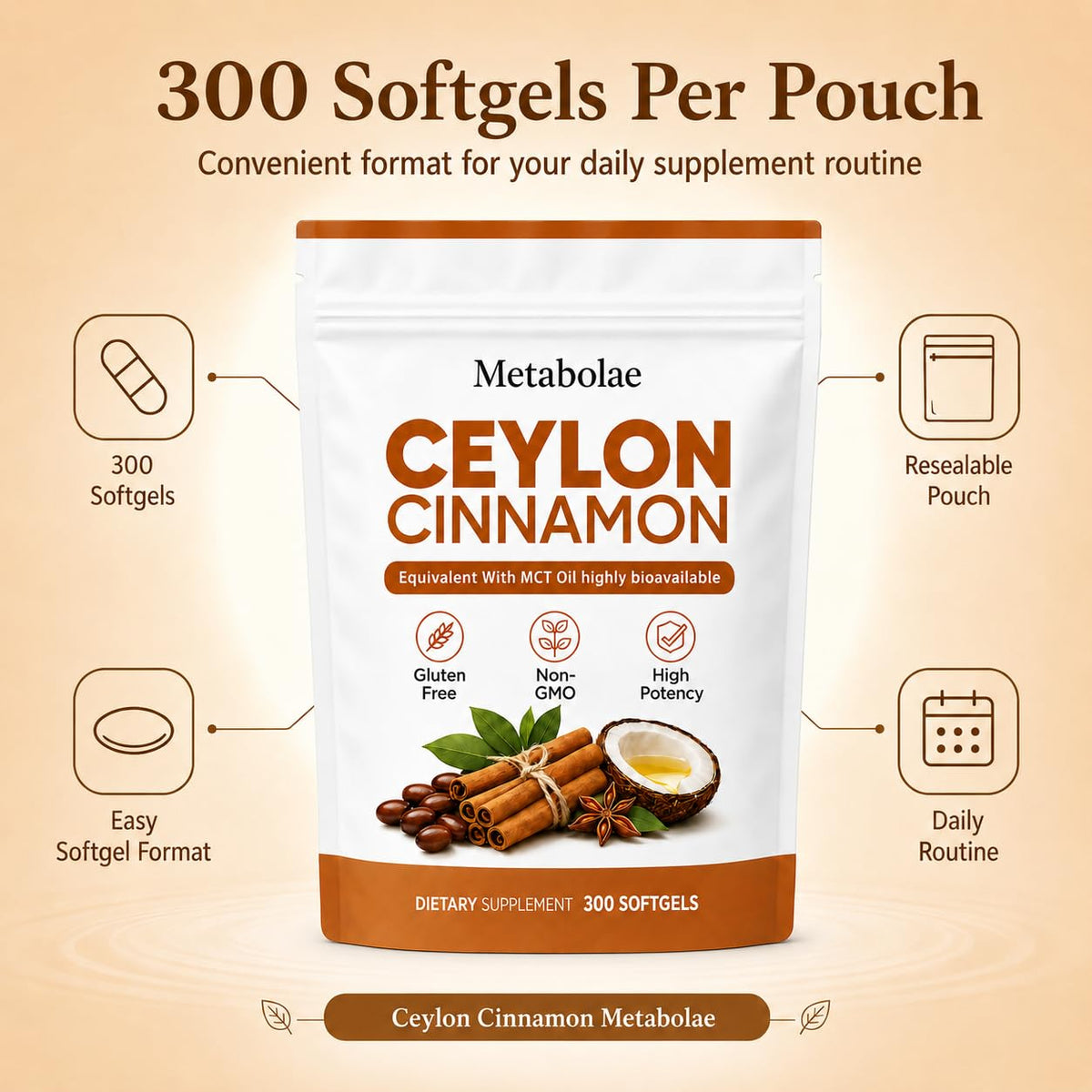 Gélule molle de cannelle de Ceylan Belano sur fond blanc