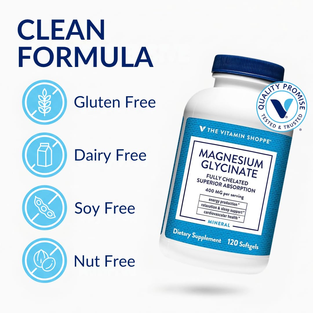 Gélule molle de Magnésium Glycinate 400 mg de The Vitamin Shoppe, gros plan