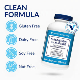 Gélule molle de Magnésium Glycinate 400 mg de The Vitamin Shoppe, gros plan