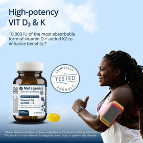Gélule molle de Metagenics Vitamine D3 et K2, gros plan