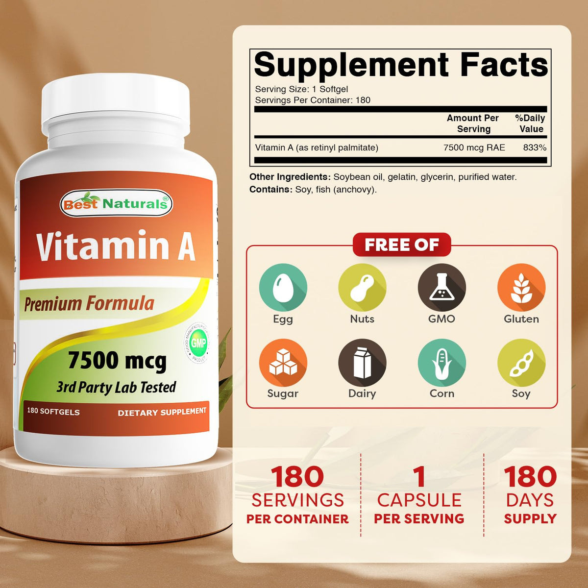 Gélule molle de Vitamine A Best Naturals
