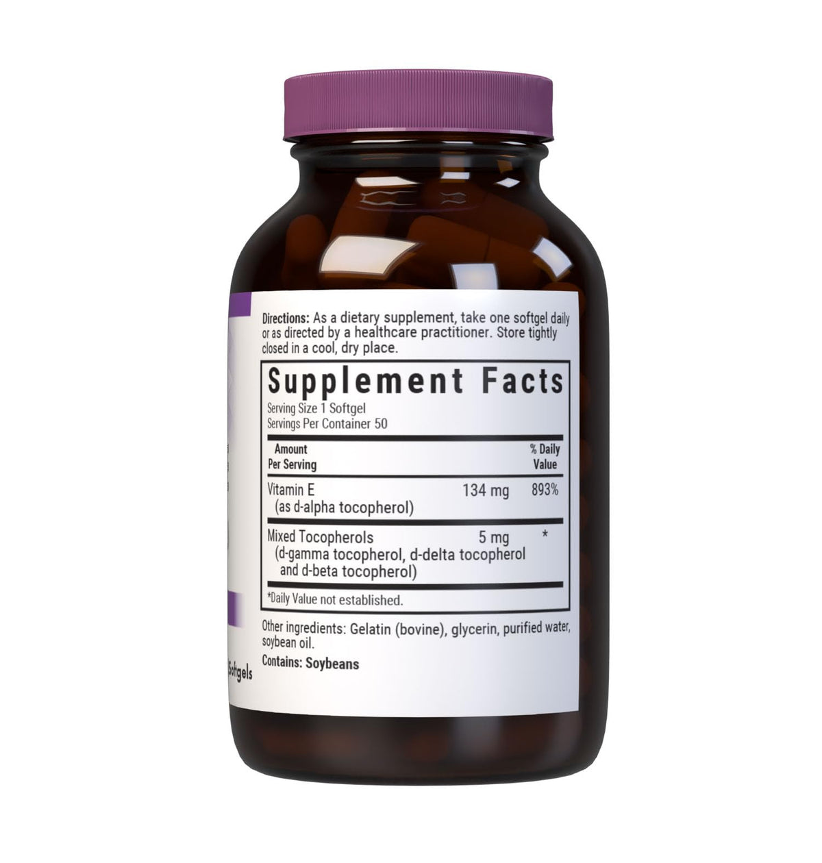 Gélule molle de Vitamine E 200 IU BlueBonnet, vue de près