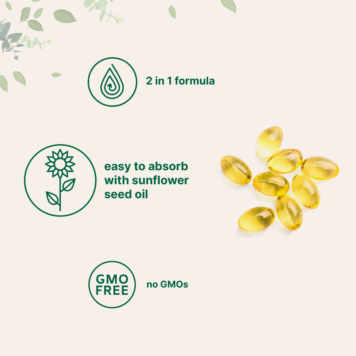 Gélule molle Micro Ingredients Vitamine D3 et K2 sur fond blanc