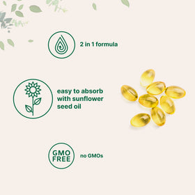 Gélule molle Micro Ingredients Vitamine D3 et K2 sur fond blanc