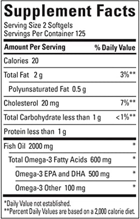 Gélule molle Nature Made huile de poisson 1000 mg sur fond blanc