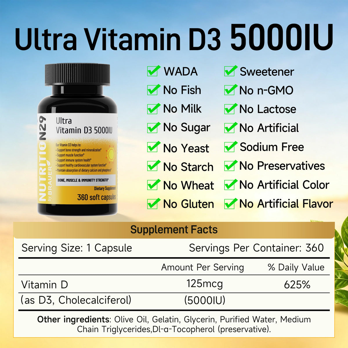 Gélule molle NUTRITION29 Vitamine D3 5000 IU vue de près
