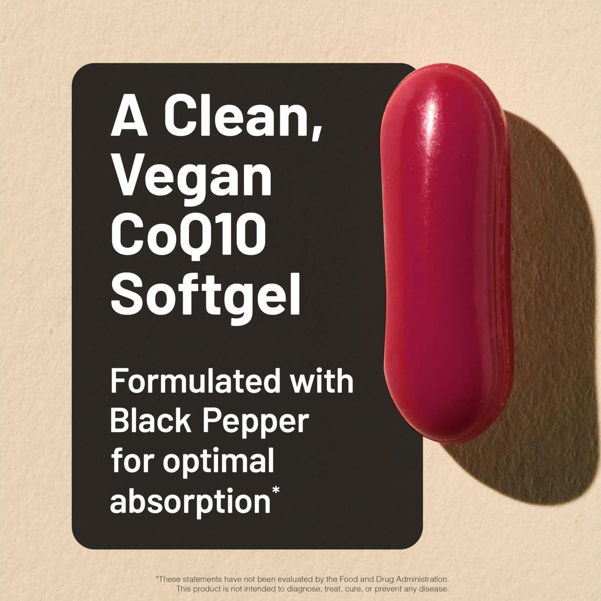 Gélule NatureWise CoQ10 200mg mettant en avant sa taille