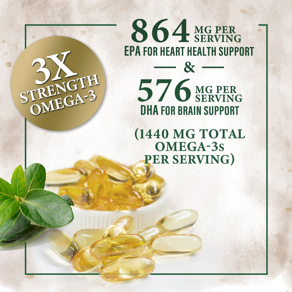 Gélule Omega 3 Nature's Peak avec étiquette visible