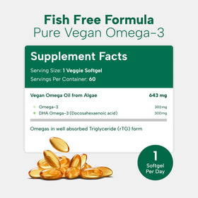 Gélule OmegaVia Omega 3 Végétalien sur un fond blanc