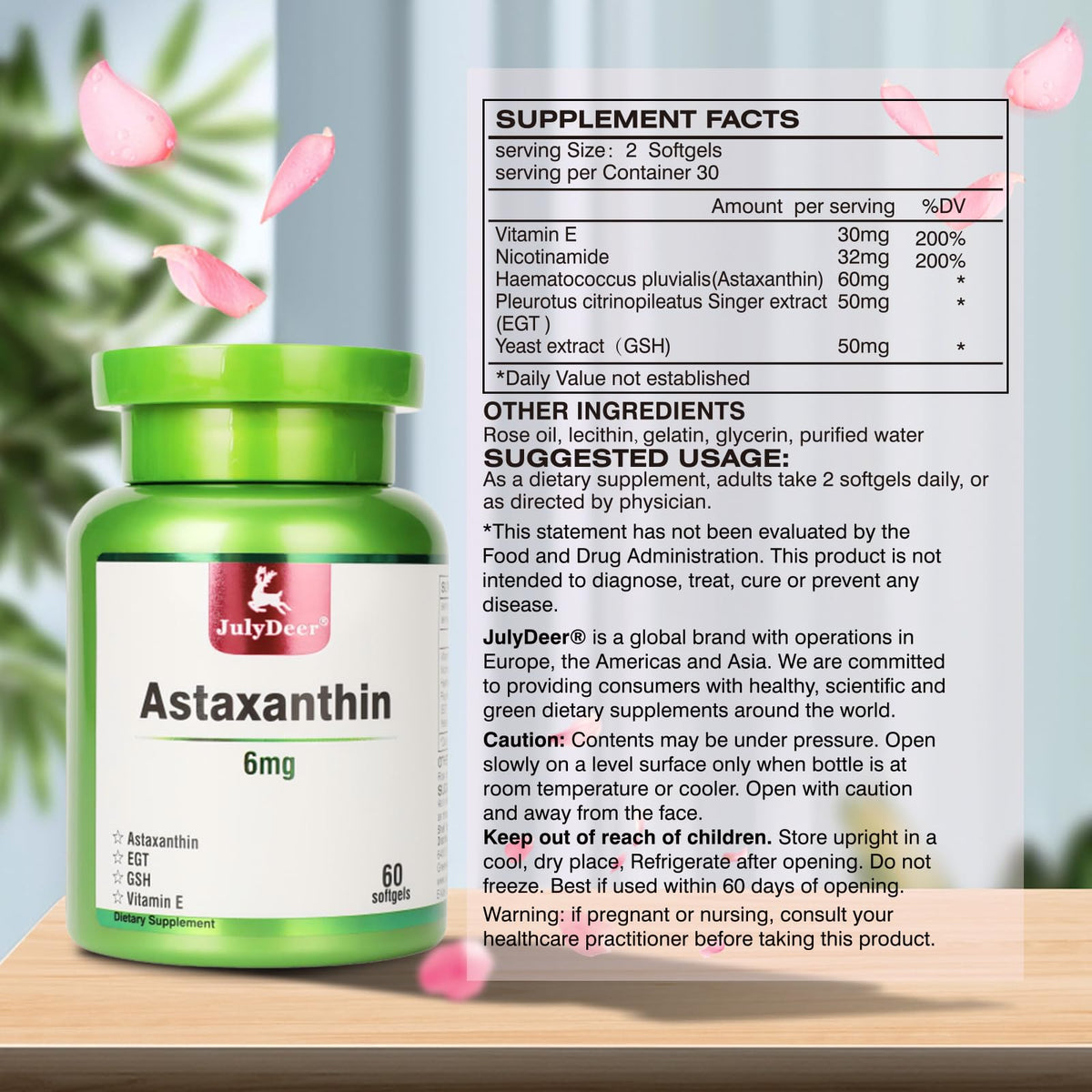 Gélule softgel de JulyDeer Astaxanthin 6 mg vue de près