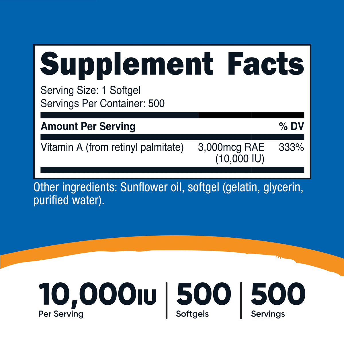 Gélule softgel de Vitamine A Nutricost vue de près
