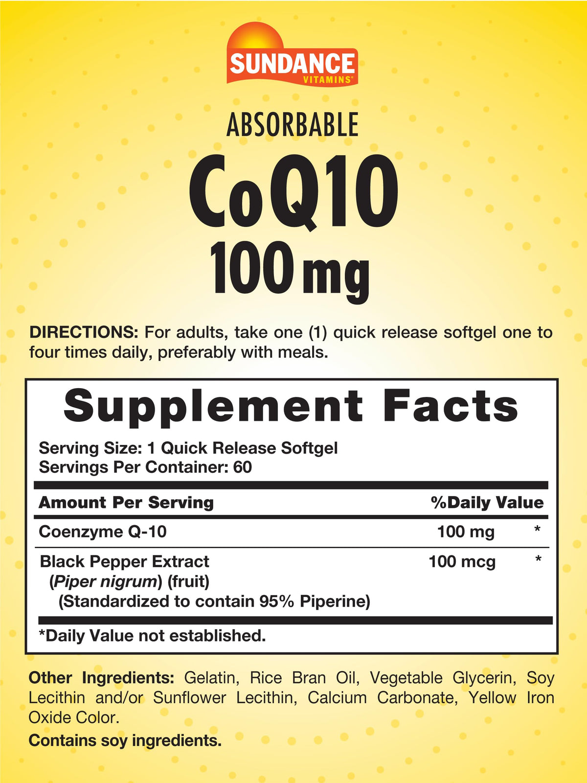 Gélule Sundance CoQ10 100mg avec extrait de poivre noir