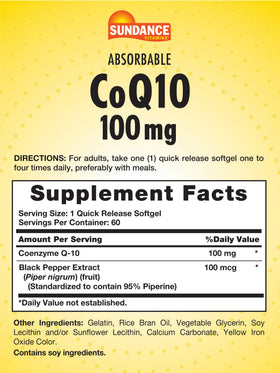 Gélule Sundance CoQ10 100mg avec extrait de poivre noir