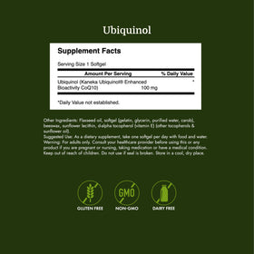 Gélule Swanson Ubiquinol CoQ10 100 mg sur fond blanc