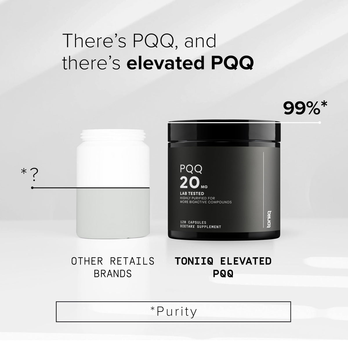 Gélule Toniiq PQQ 20mg sur une surface blanche