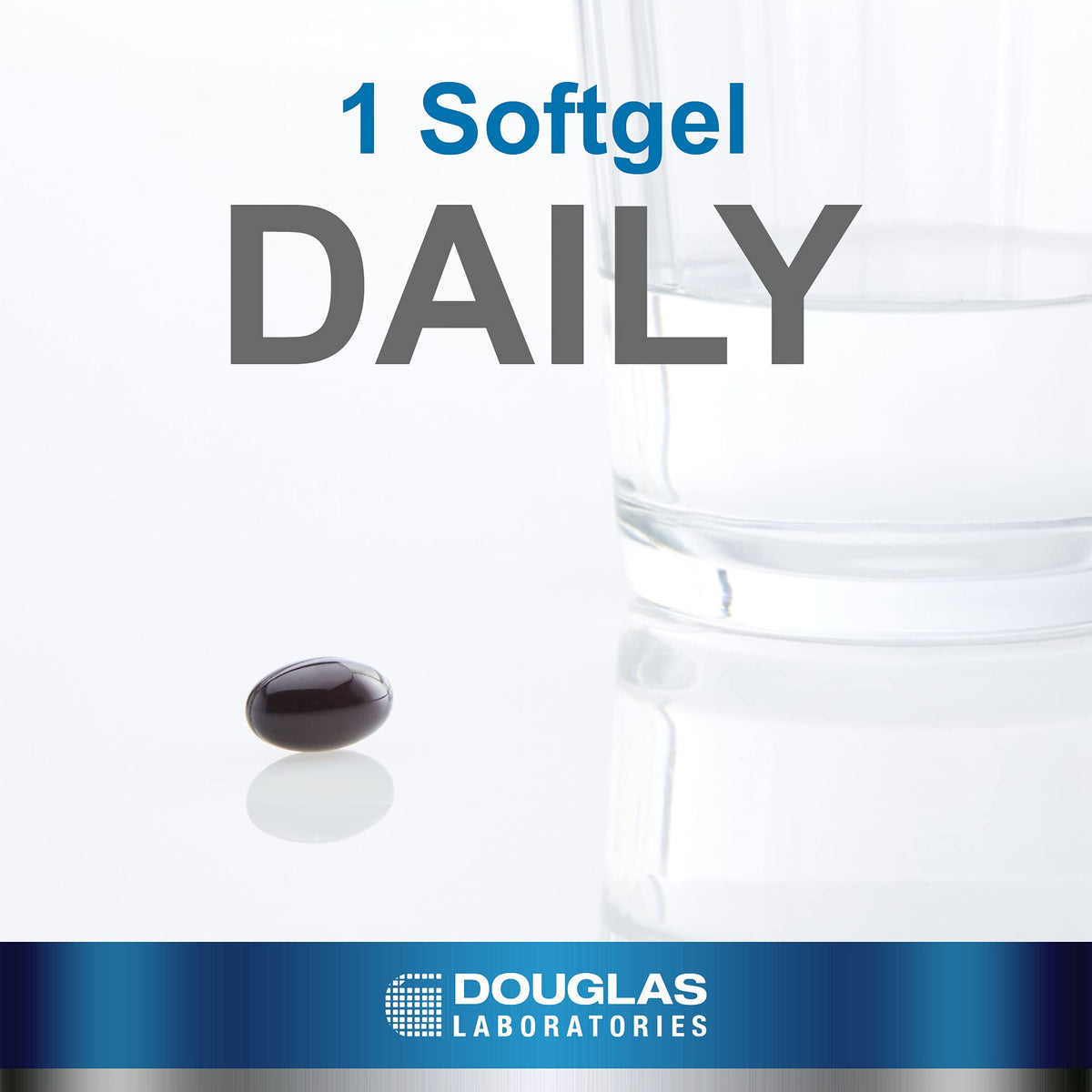 Gélule Ubiquinol-QH de Douglas Laboratories sur une surface blanche