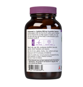 Gélule végétale de BlueBonnet L-Cystéine 500mg sur fond blanc