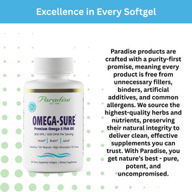 Gélule végétale de Paradise Herbs Omega-Sure sur fond blanc