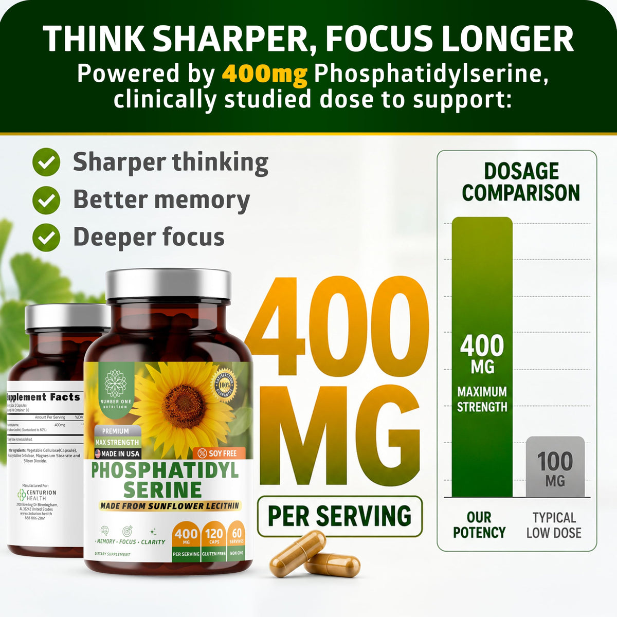 Gélule végétale de Phosphatidylserine 400mg