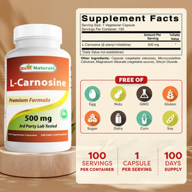 Gélule végétarienne Best Naturals L-Carnosine 500 mg