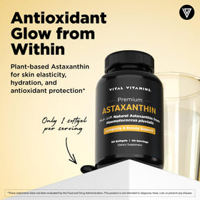 Gélule Vital Vitamins Astaxanthin 12 mg sur fond blanc
