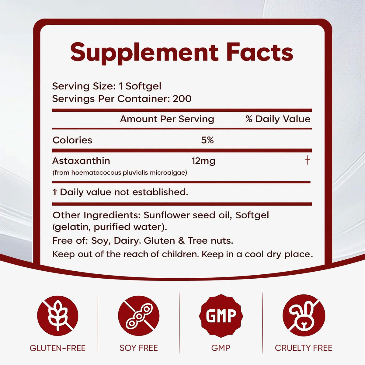 Gélule Wvnscl Astaxanthin 12mg vue de face