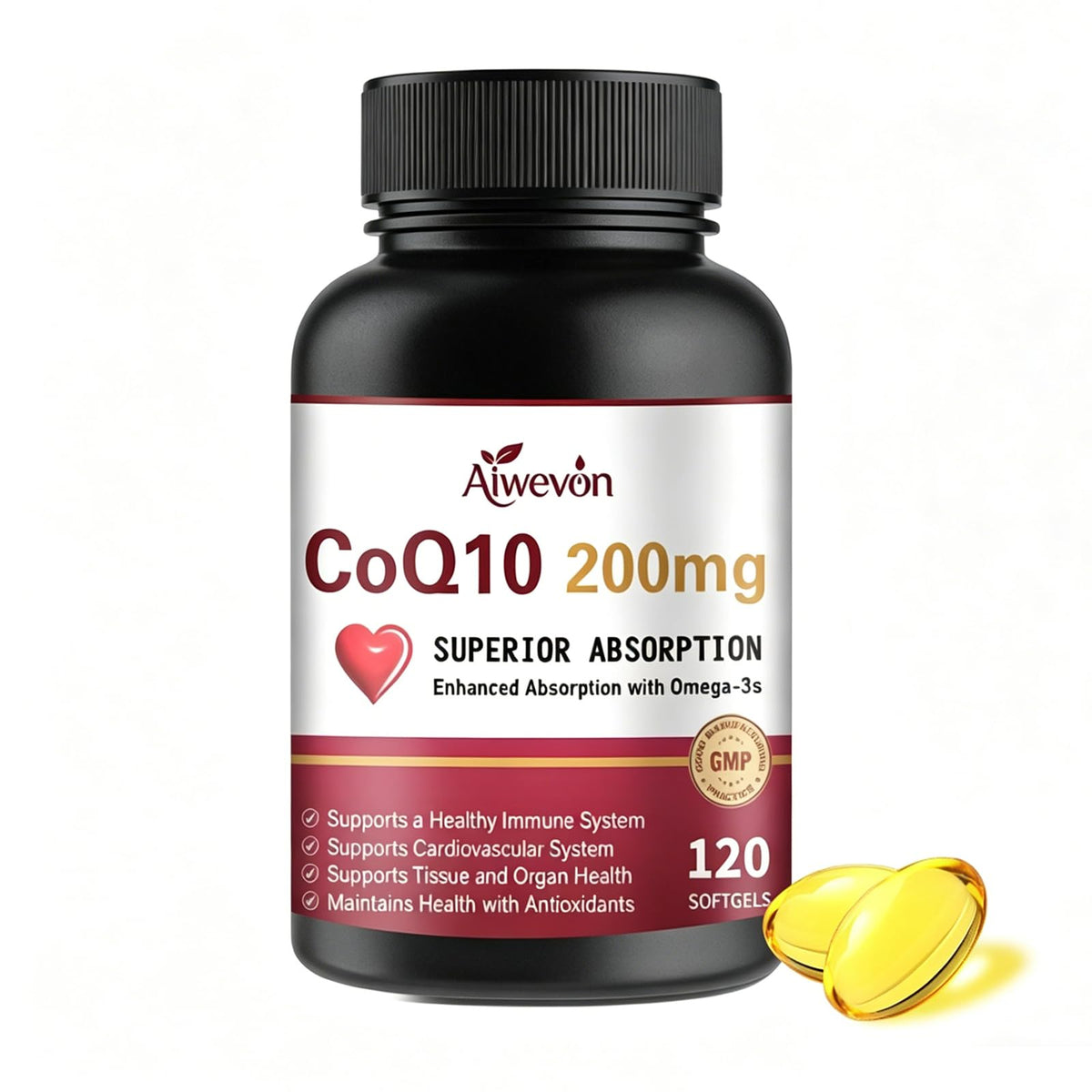 Gélules Aiwevon CoQ10 200mg en boîte, vue de face