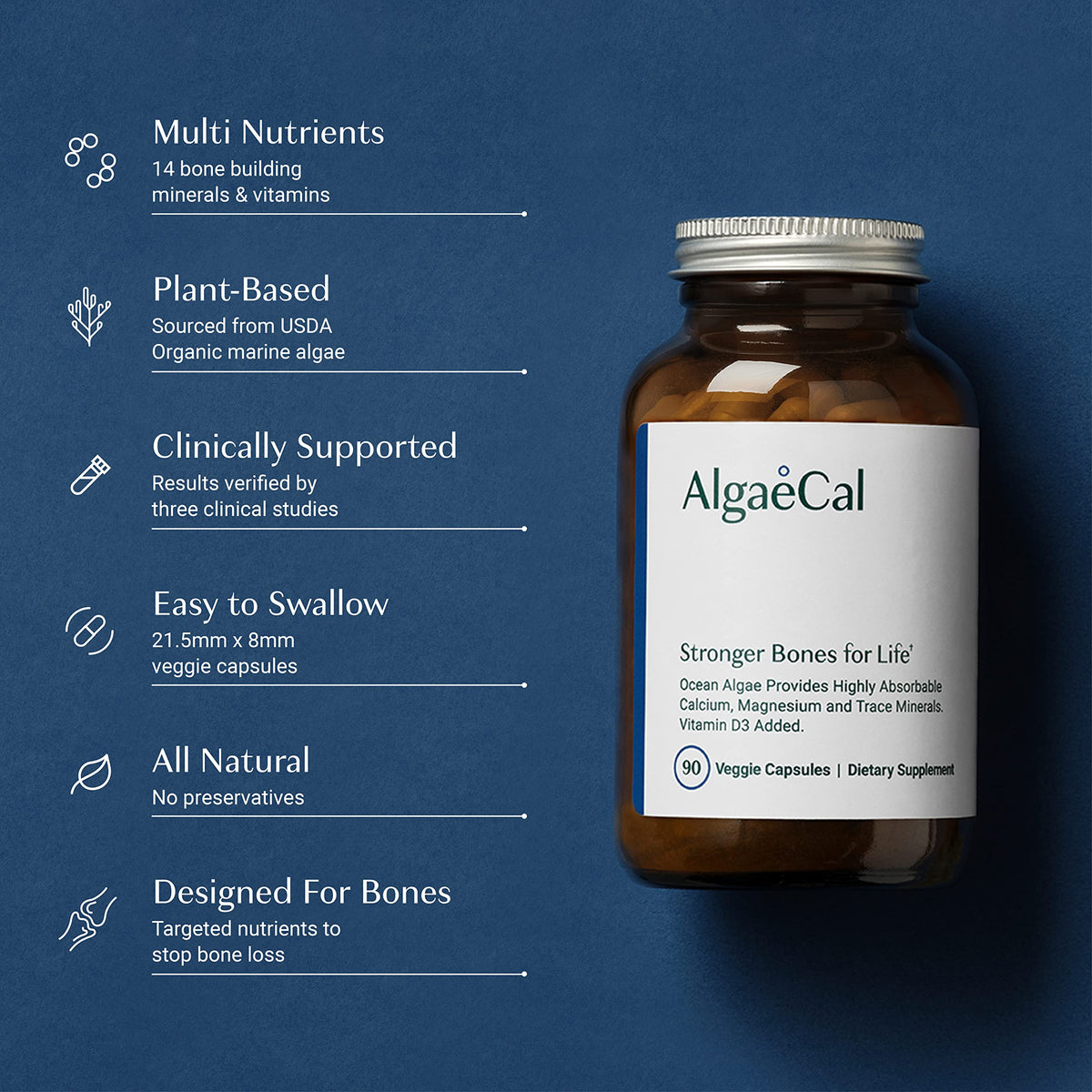 Gélules ALGAECAL sur une table en bois
