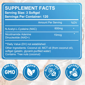 Gélules ALLBIZ NAC 600mg avec MCT et NAD+ sur une table