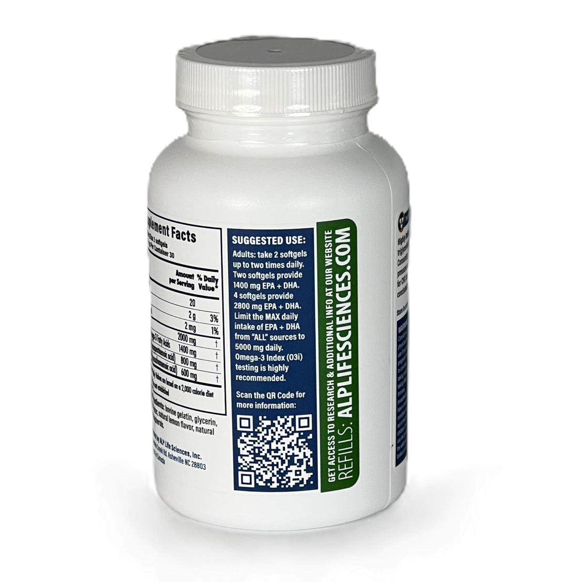 Gélules ALP High-3 Omega 3 sur un fond blanc