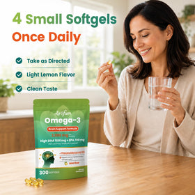 Gélules Arofum Omega 3 sur fond blanc
