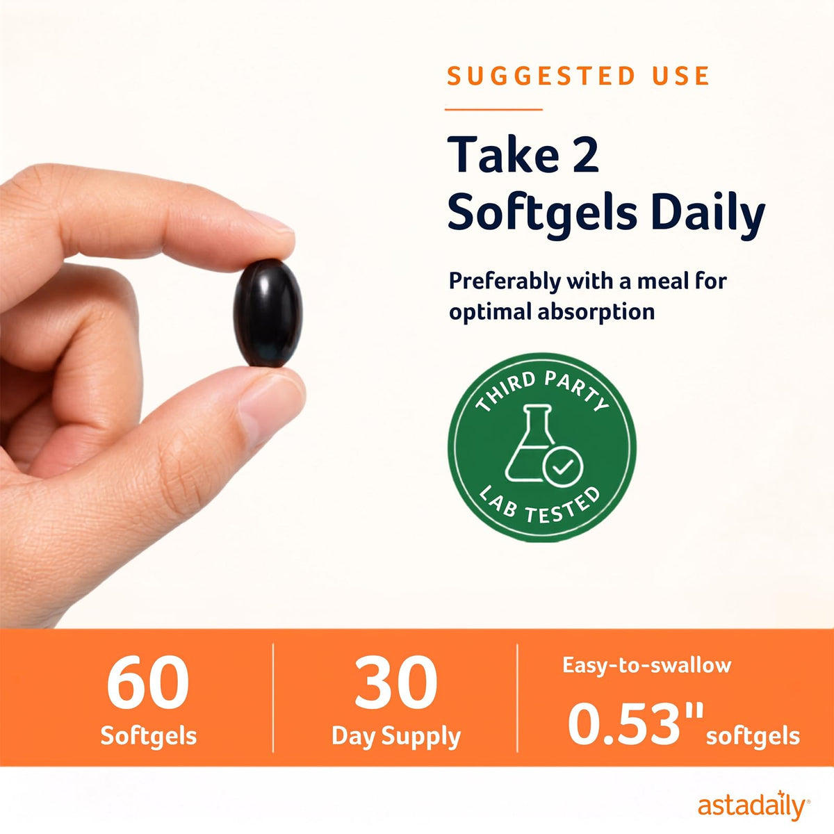 Gélules AstaDaily AstaXanthine 6mg ouvertes pour montrer l'intérieur
