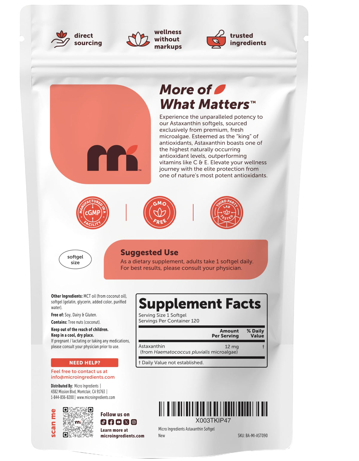 Gélules Astaxanthin 12mg dans leur emballage