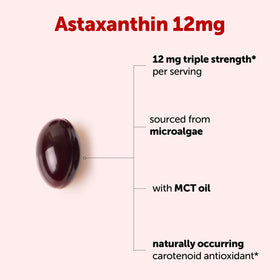Gélules Astaxanthin 12mg de Micro Ingredients sur une surface blanche