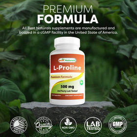 Gélules Best Naturals L-Proline sur une table en bois