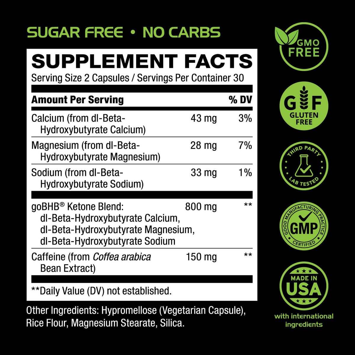 Gélules BHB de Real Ketones versées sur une table