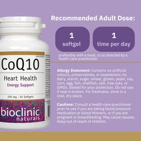 Gélules Bioclinic Naturals CoQ10 200 mg sur fond blanc