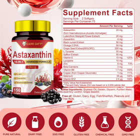 Gélules CARE GIFT Astaxanthine 24mg sur fond blanc