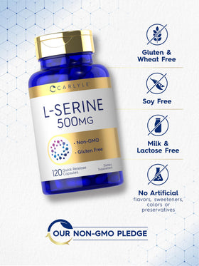 Gélules Carlyle L-Serine 500 mg versées sur une surface plane
