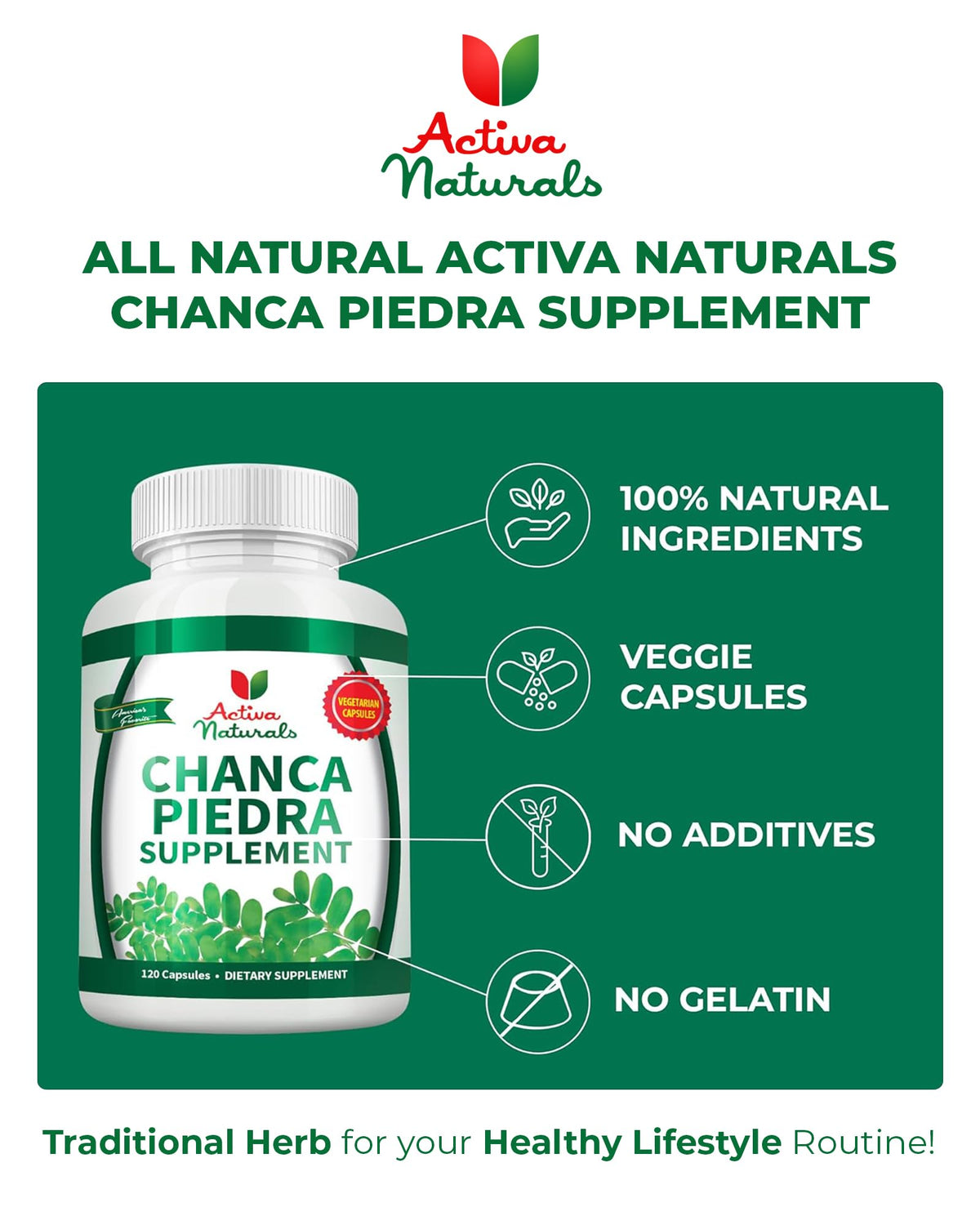 Gélules Chanca Piedra Activa Naturals avec des ingrédients naturels