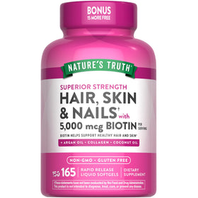 Gélules Cheveux, Peau & Ongles Nature's Truth avec 5000 mcg de Biotine