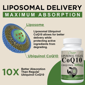 Gélules Ciaceae CoQ10 Liposomal sur une table en bois