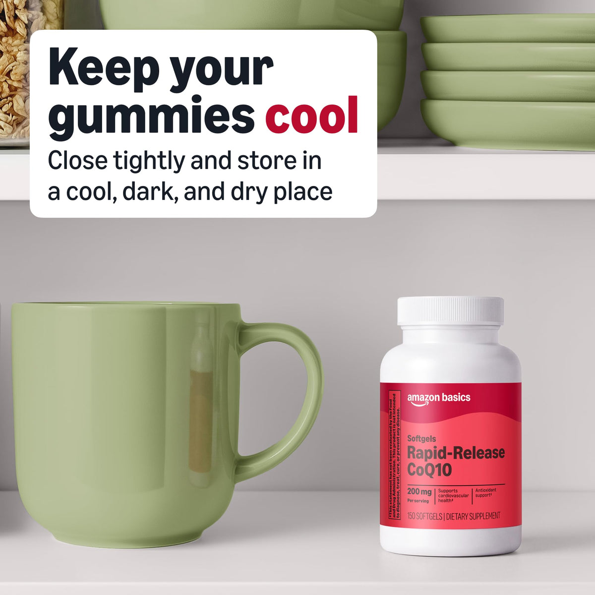 Gélules CoQ10 Basics 200 mg posées sur une table
