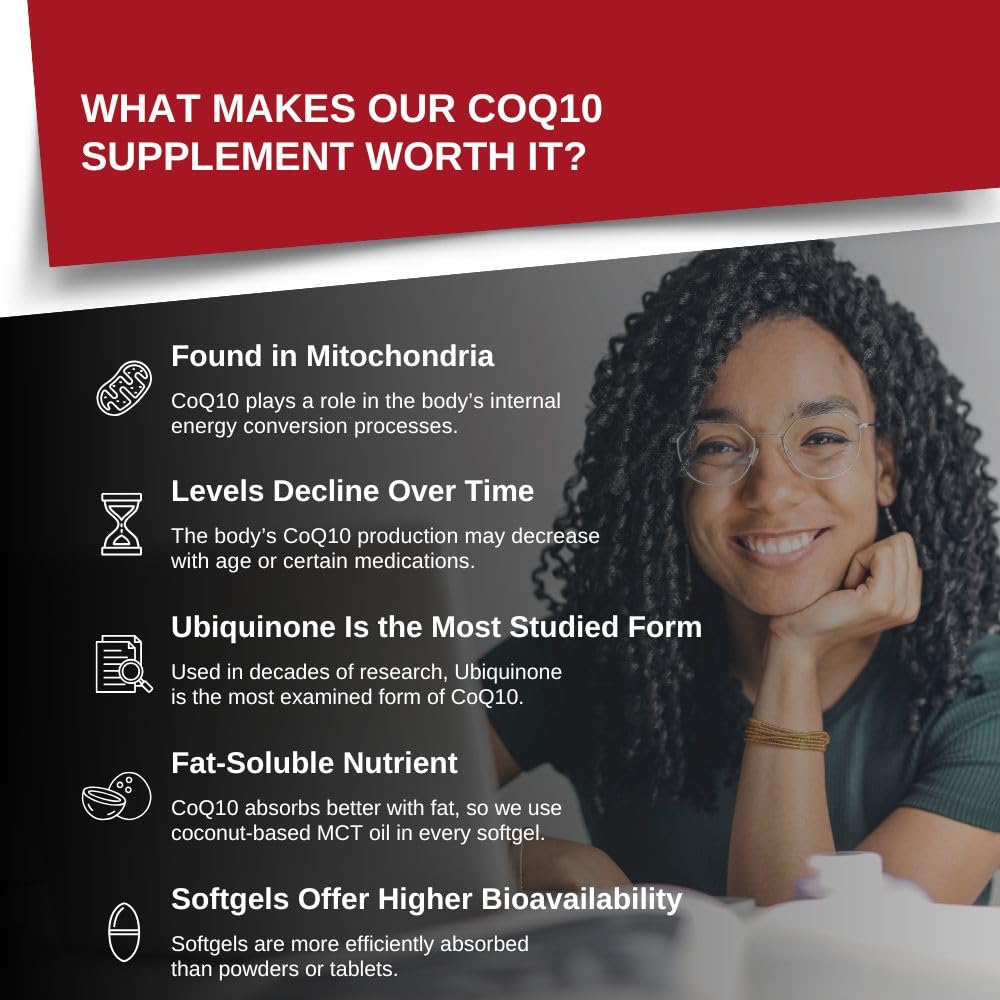 Gélules CoQ10 Ubiquinone avec huile MCT dans une main