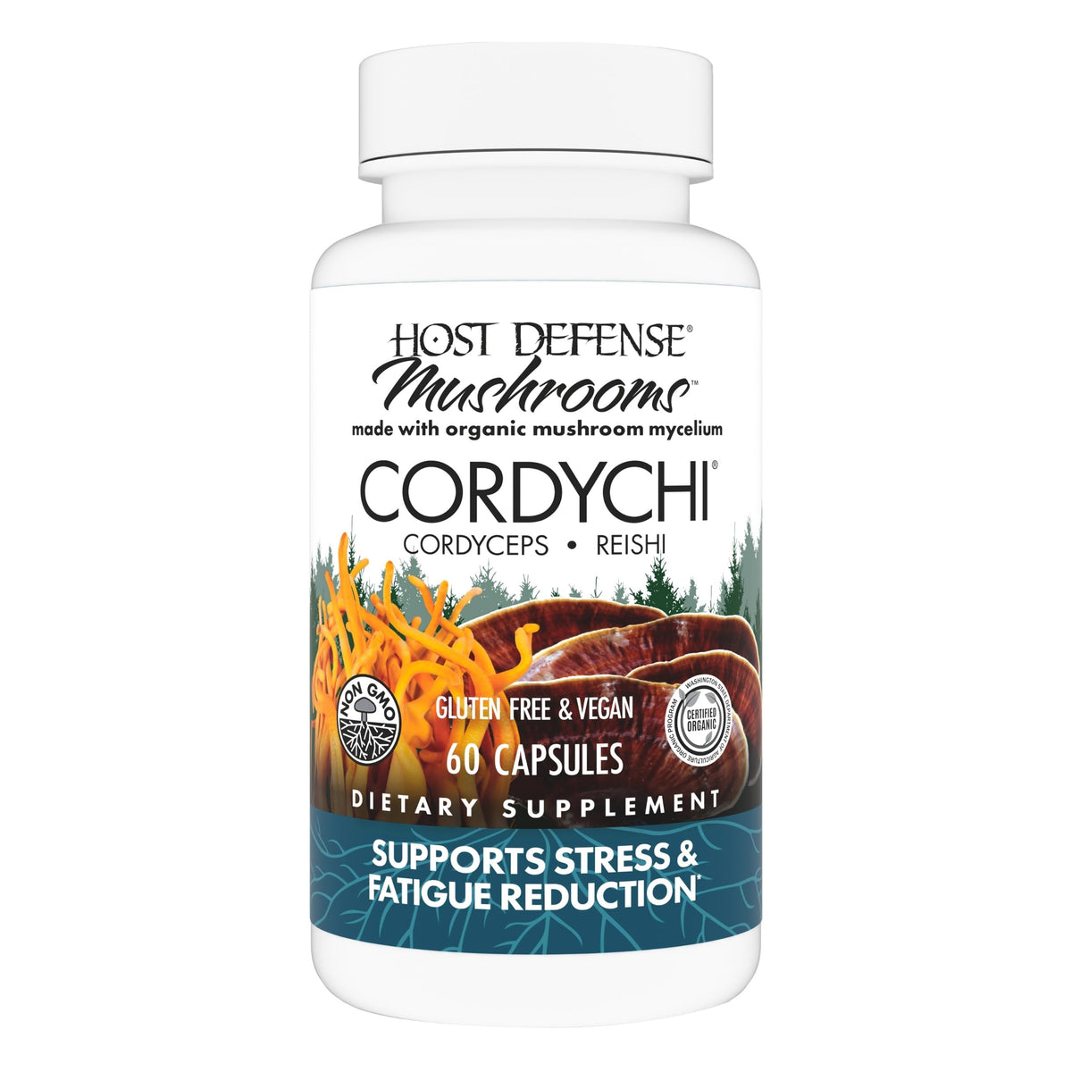 Gélules CordyChi de Host Defense, 60 capsules en bouteille