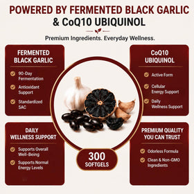 Gélules d'Ail Noir Fermenté d'Everwell Co. avec CoQ10 en gros plan