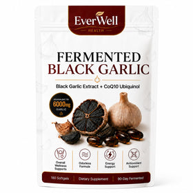 Gélules d'ail noir fermenté et CoQ10 Ubiquinol EverWell Health vue de face