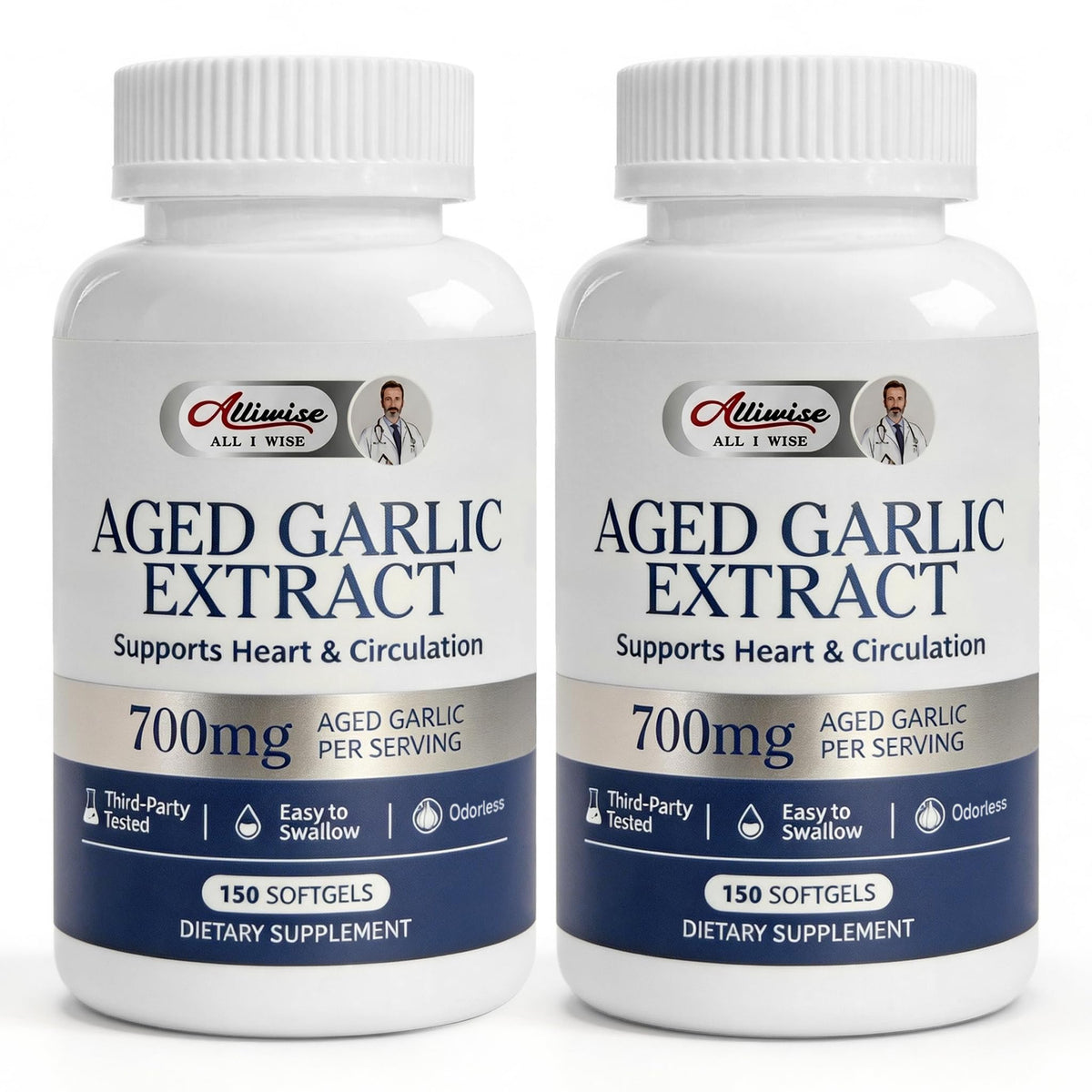 Gélules d'ail noir vieilli 700 mg Alliwise en vue de face